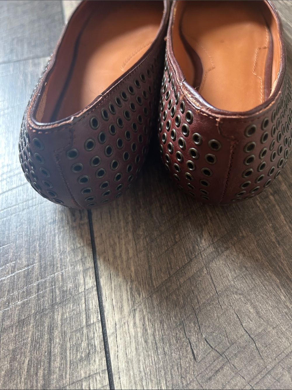 Givenchy Brown Leather Studded Pointed-Toe Flats - Picture 5 of 10